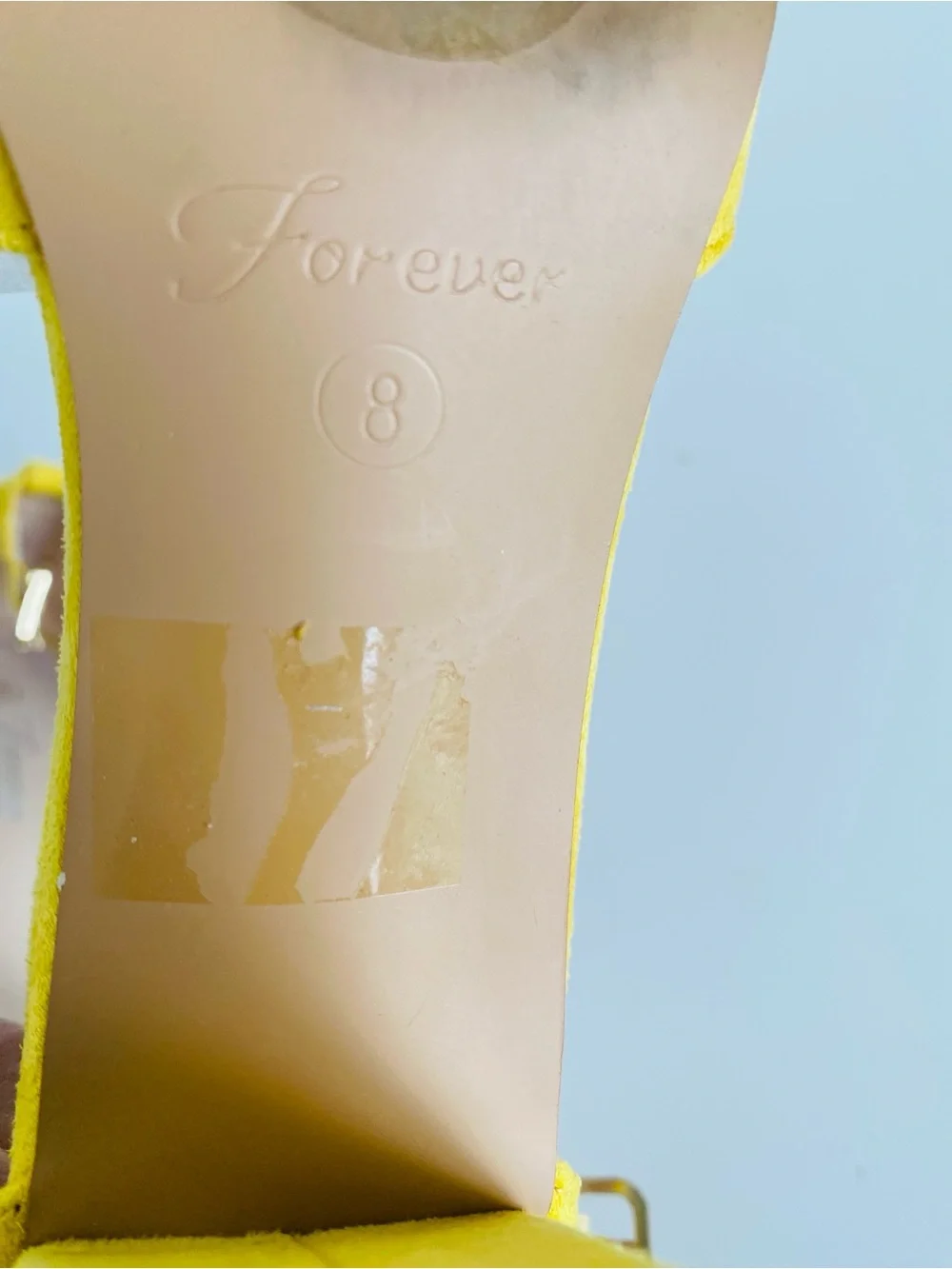 Forever Yellow Faux Suede Pointed Toe Block Heels with Ankle Strap 8 Retro Mod